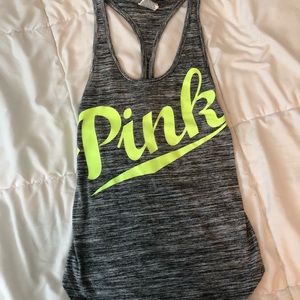 Victoria’s Secret PINK Grey & Neon Green Tank Top